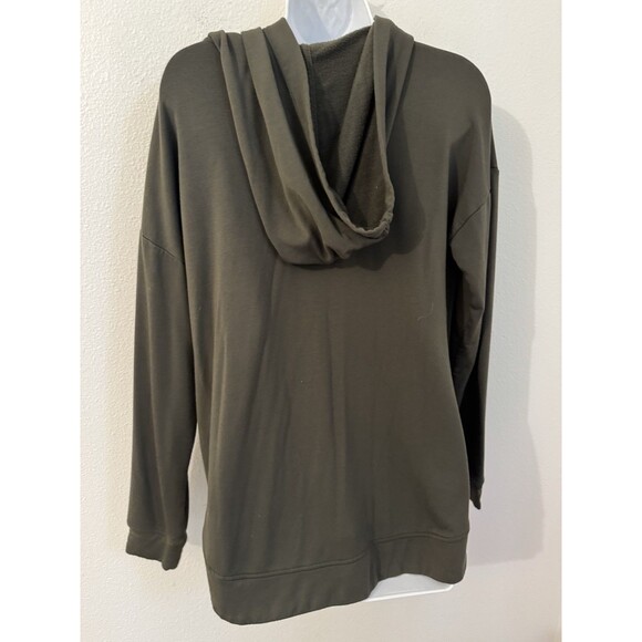 Max & Mia Women's Cozy Knit Lounge Set 2-Piece Olive Green Hooded EUC Wide Leg - Picture 6 of 9